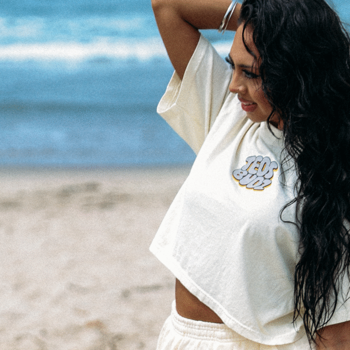 Womens Beige Crop Tee